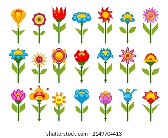 Cartoon flowers set vector illustration
