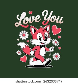 cartoon flowers t-shirt design art illustration.