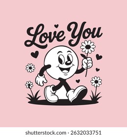 cartoon flowers t-shirt design art illustration.
