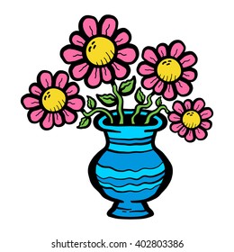 Cartoon Flowers in Vase