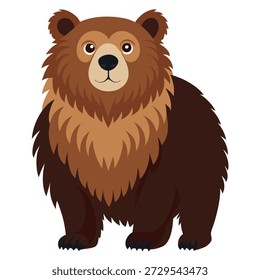 Cartoon flauschiger Bär steht voller Körper. Farbenfroher süßer wilder Braunbär. Geeignet für Kinderbücher, Bildung, Aufkleber, Maskottchen, Logo. Isolierte Vektorgrafik auf weißem Hintergrund