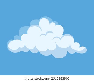 Desenho animado nuvem fofa no céu azul. Céu nublado. Ilustração vetorial