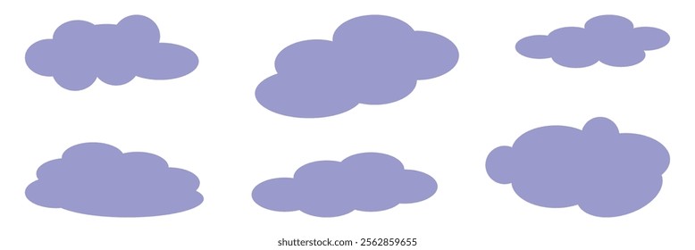 cartoon fluffy clouds in bubble shape, summer rounded cumulus icons. Weather forecast realistic symbols vector set. Outdoor nature, spring weather cloudscape