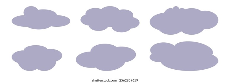 cartoon fluffy clouds in bubble shape, summer rounded cumulus icons. Weather forecast realistic symbols vector set. Outdoor nature, spring weather cloudscape