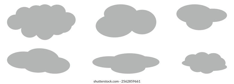 cartoon fluffy clouds in bubble shape, summer rounded cumulus icons. Weather forecast realistic symbols vector set. Outdoor nature, spring weather cloudscape