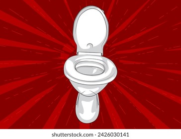 Cartoon Flush Toilet, comic book Restroom. Retro vector comics pop art design.