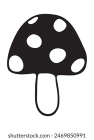 cartoon fly agaric mushroom. Spotted mushroom isolated on white background. Coloring book for children. Vector illustration.