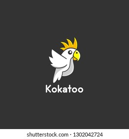 cartoon fly bird cockatoo modern logo design