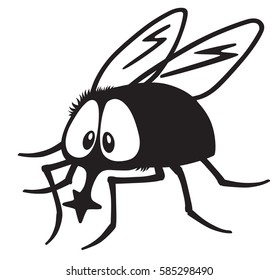 Cartoon Fly Insect Black And White