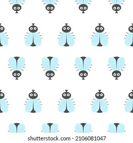 cartoon fly insect seamless pattern background cute vector illustration.