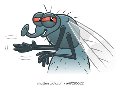 Cartoon Fly Rubbing Hands