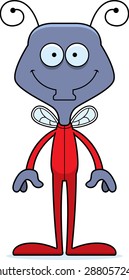 A cartoon fly smiling in pajamas.