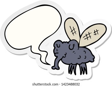 cartoon fly with speech bubble sticker