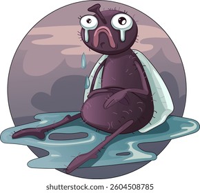 Cartoon voa. Caractere vetorial estilizado desenhado à mão. Imprimir para camiseta. Etiqueta. 