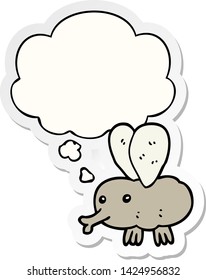 moscas de dibujos animados con burbuja de pensamiento como pegatina impresa