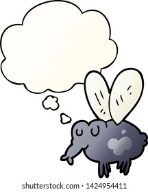 cartoon fly with thought bubble in smooth gradient style