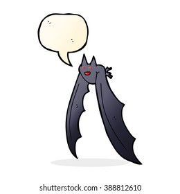 cartoon flying bat with speech bubble