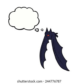 cartoon flying bat with thought bubble