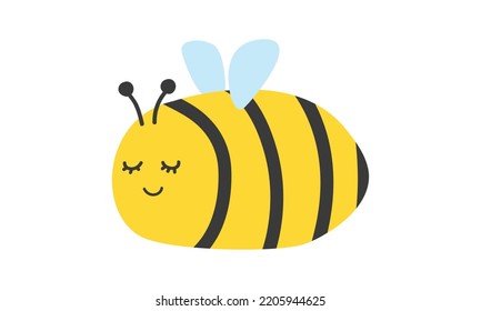 Caricatura de la estrella de abejas voladora. Simple y lindo personaje de abeja ilustración de diseño vectorial plano aislado en blanco. Dibujo de dibujos animados de una mascota de abejas melíferas amigables. Estilo de doodle dibujado a mano por el personaje de insectos adorables