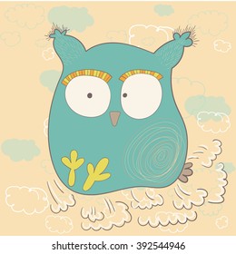Cartoon flying bird