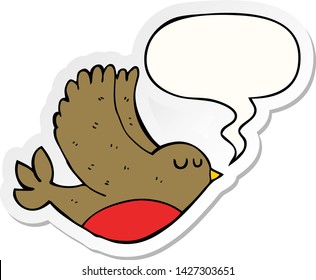 cartoon flying bird with speech bubble sticker