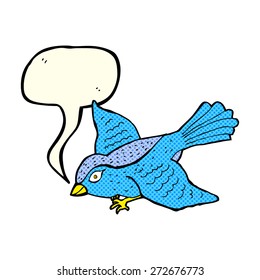cartoon flying bird with speech bubble