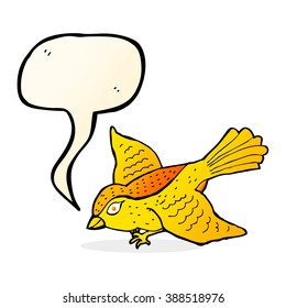 cartoon flying bird with speech bubble