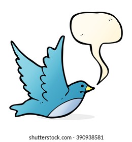 cartoon flying bird with speech bubble