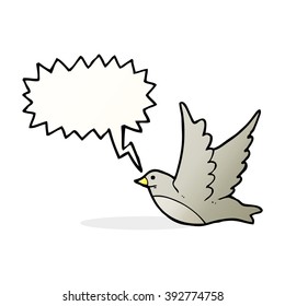 cartoon flying bird with speech bubble