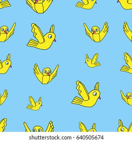 Cartoon flying birds. seamless pattern