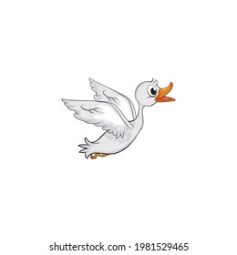 Cartoon flying duck. vector illustration
