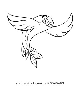 Cartoon flying fish line art