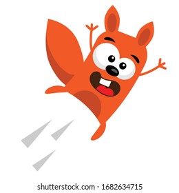 cartoon flying funny squirrel.vector illustration.