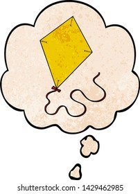 caricatura de cometa voladora con burbuja de pensamiento al estilo de textura gruesa