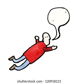 cartoon flying man with speech bubble