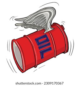 cartoon flying oil barrels , cartoon flying oil barrels vector