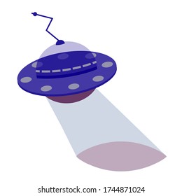 Cartoon flying saucer in abstract style on white background. Abstract technology concept. Astronomy illustration vector