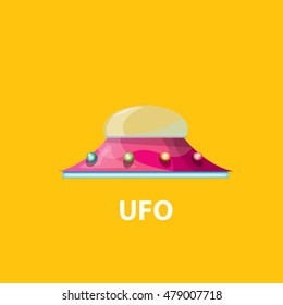 cartoon Flying Saucer, cartoon Spaceship And cartoon UFO. Kids Ufo logo template
