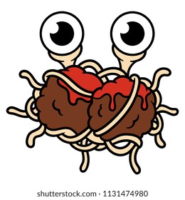 Cartoon Flying Spaghetti Monster