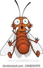 Cartoon Flying Termites shocked, vector