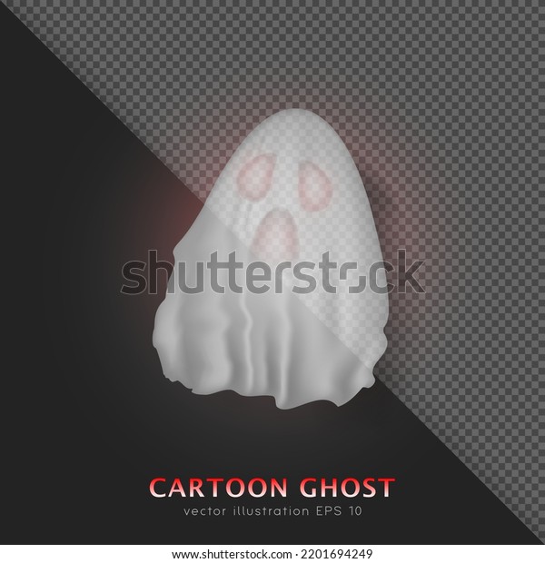 Cartoon Flying Terrifying White Bedsheet Ghost Stock Vector (Royalty