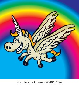 Cartoon flying unicorn