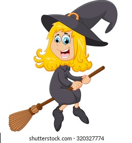 Cartoon flying witch