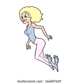 cartoon flying woman