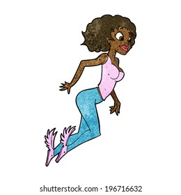 cartoon flying woman
