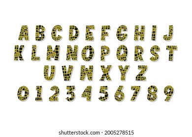 Cartoon font  design with crocodile skin texture