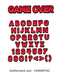 Cartoon Font - Mobile Game Set Isolated on White