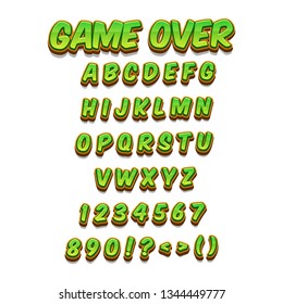 Cartoon Font - Mobile Game Set Isolated on White