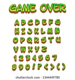 Cartoon Font - Mobile Game Set Isolated on White