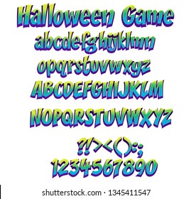 Cartoon Font - Mobile Game Set Isolated on White